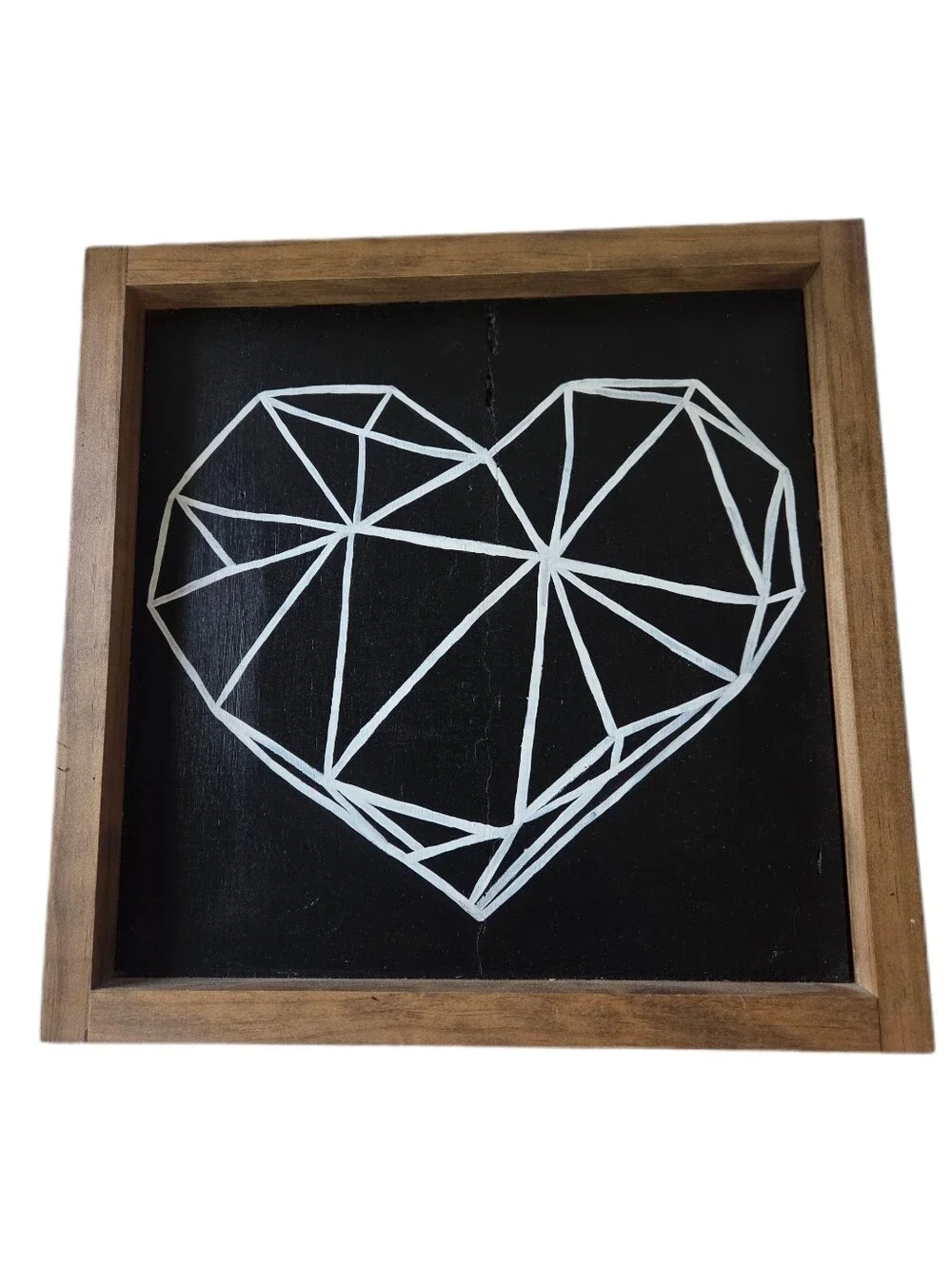 Rustic Black & White Geometric Heart Wall Decor